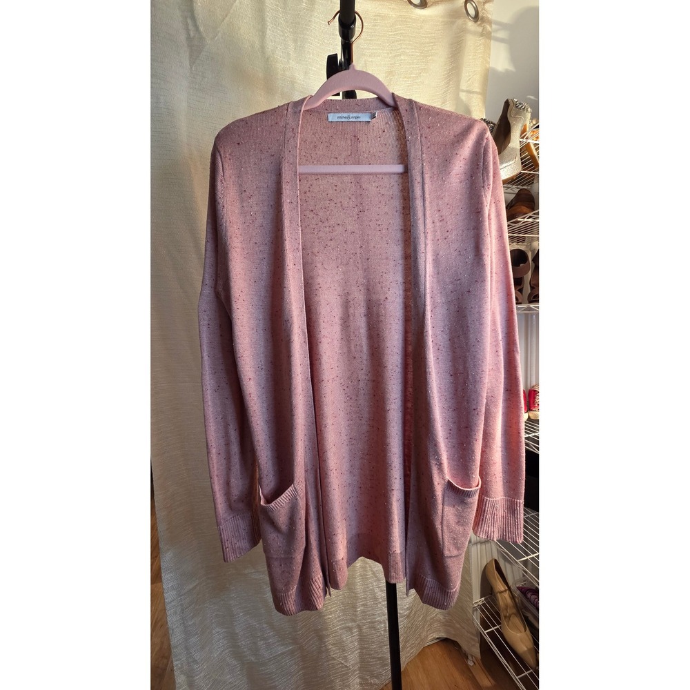 Stitches & Stripes Pink Speckled Open Front Cardigan Sweater Medium FW1902-SF